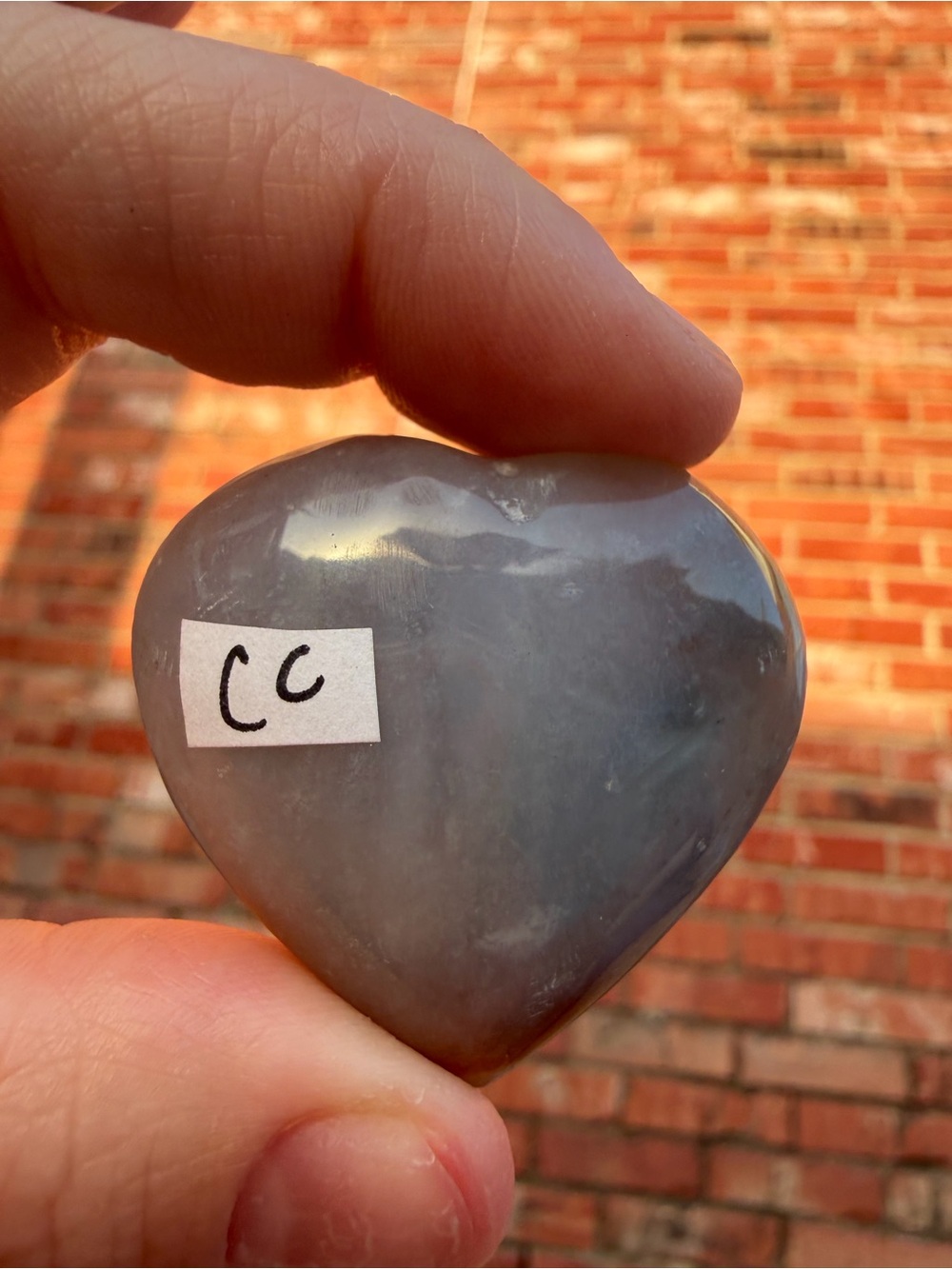 Polished Gray Heart Palm Stone
